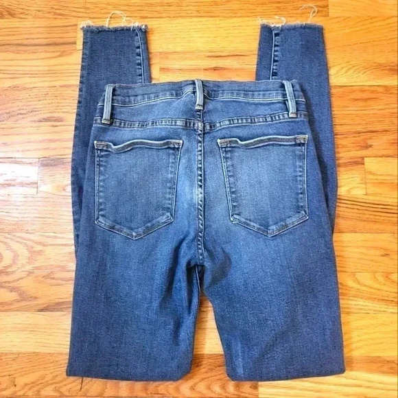 FRAME Distressed Le High Skinny Raw Hem Jeans(25) - Picture 3 of 10